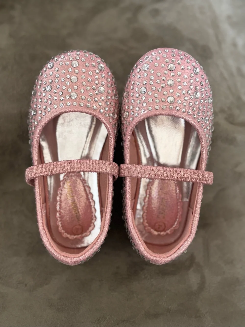 Dream Pairs Pink & Sparkling White Rhinestone Mary Jane Princess Flats Size 4T